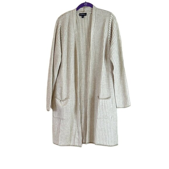 Fortune and Ivy Women's Multi-Striped Duster Cardigan Tan Ivory Size XL NWOT - Picture 1 of 7